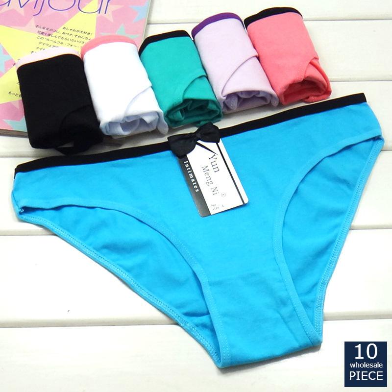 

Alyowangyina 1-10pcs/lot Hot Selling Cotton women's briefs Fashion bow cotton panties sexy women's underwear briefs 89040, Mix colour