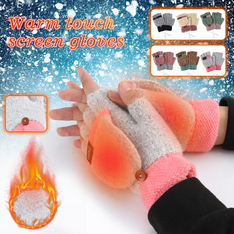 

Winter Women Men Electric Usb Heated Gloves Washable Knitted Heating Half-finger Gloves For Office School Working Sports