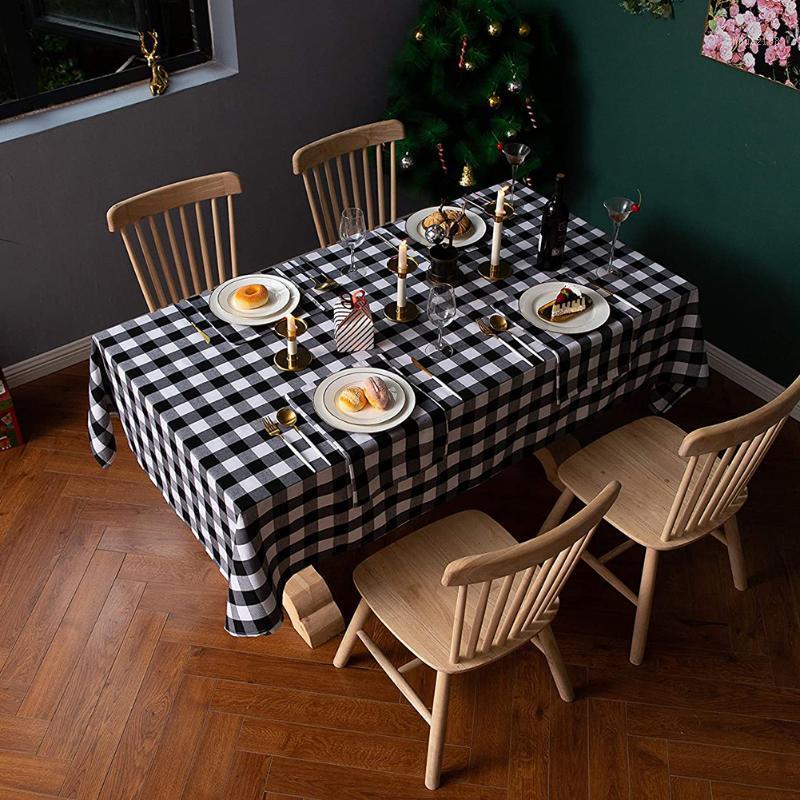 

Practical Table Cloth Black Plaid Print Dyed Linen Cotton Tablecloth Picnic Dining Table Cover Home Textile Supplies Home Decor1, As pic