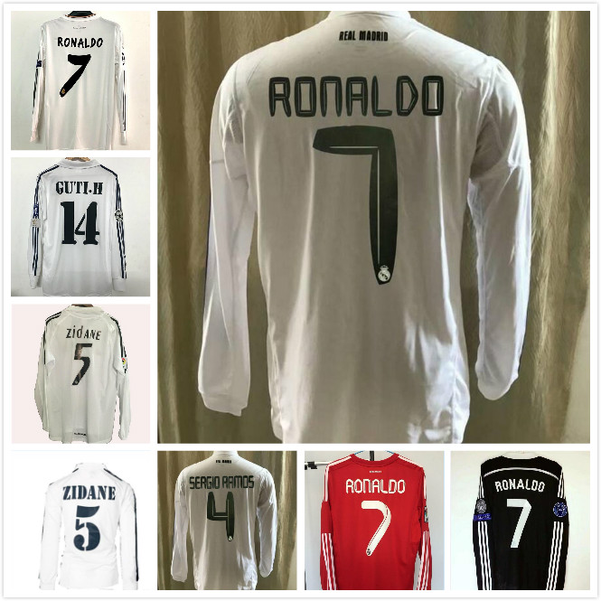 

Retro Madrid jerseys Long sleeve vintage 0 02 03 04 05 06 07 ZIDANE BECKHAM Fabregas RONALDO CARLOS RAUL Robben Bale Benzema Figo Kaka Owen, Black;yellow
