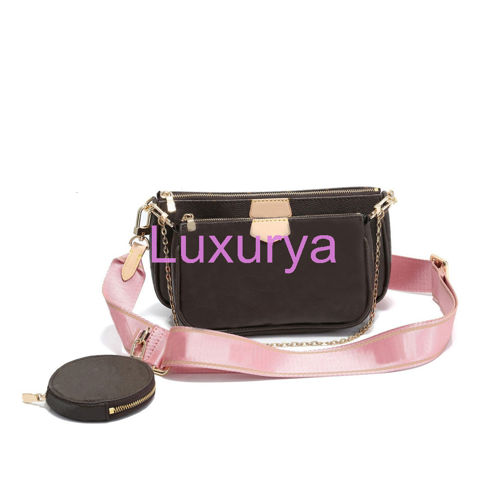 

2020 Hot sales Women's Genuine leather Three piece suit Fashion shoulder bag handbags Multi Pochette Accessories free shipping, Pink