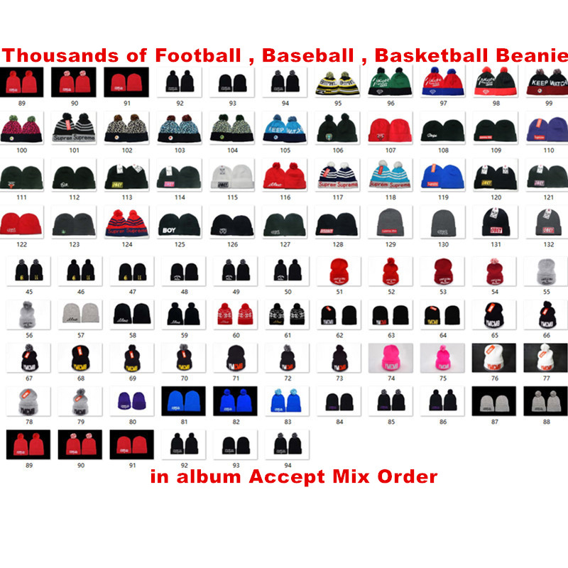 

Hot Sale! Newest Winter Beanie Knitted Hats Sports Teams Baseball Football Basketball Beanies Caps Women& Men Pom Fashion Winter Top Caps, Mix order;contact seller in album