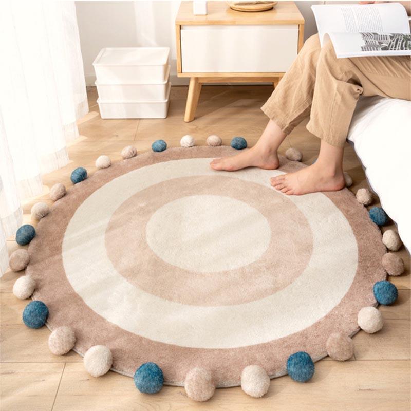 

120Cm Nordic Style Fluffy Round Rug Carpets Soft For Kids Bedroom Decor Cotton Baby Play Games Mat Thicked Antiskid Area Rug
