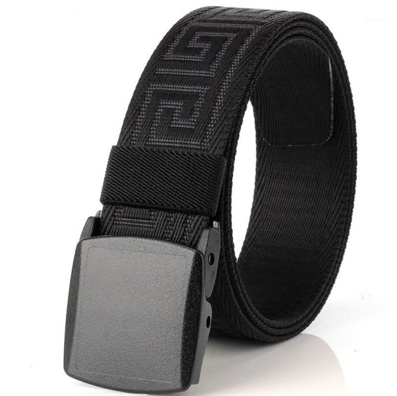 

3.8CM Slim Men And Women Canvas Belt Fashion POM Automatic Buckle Belt For Women Man Outdoor Fans Tactical Equipment1, Black