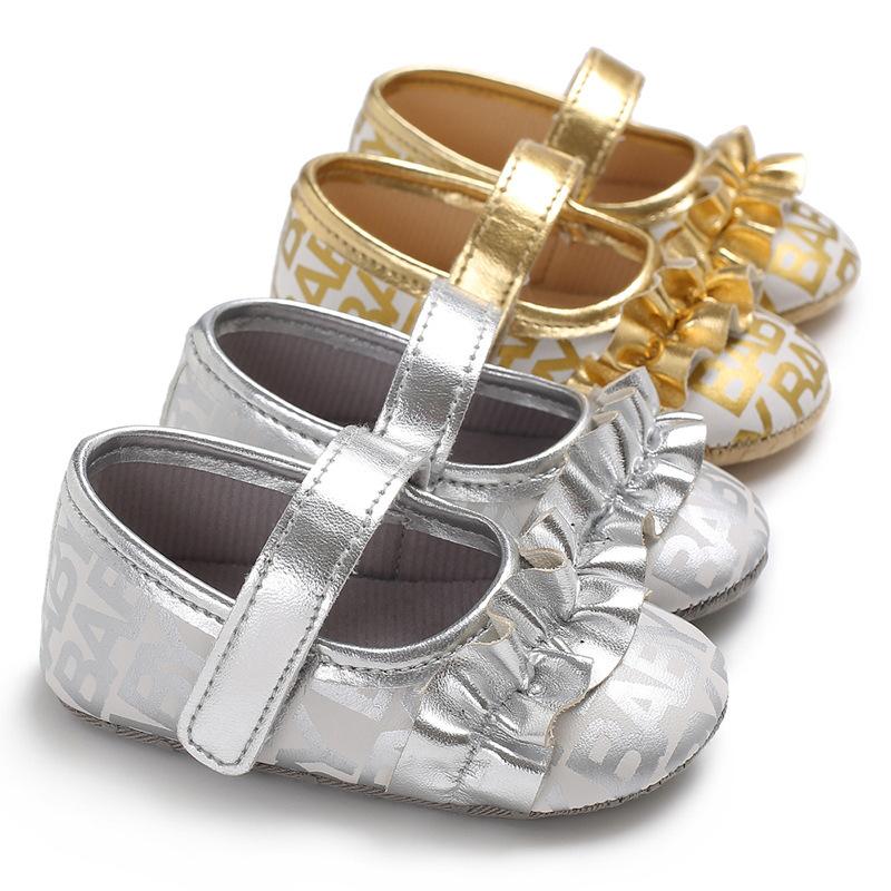 

2020 new baby shoes baby shoes spring and autumn -1 year old female soft-soled non-slip princess toddler s, Gold