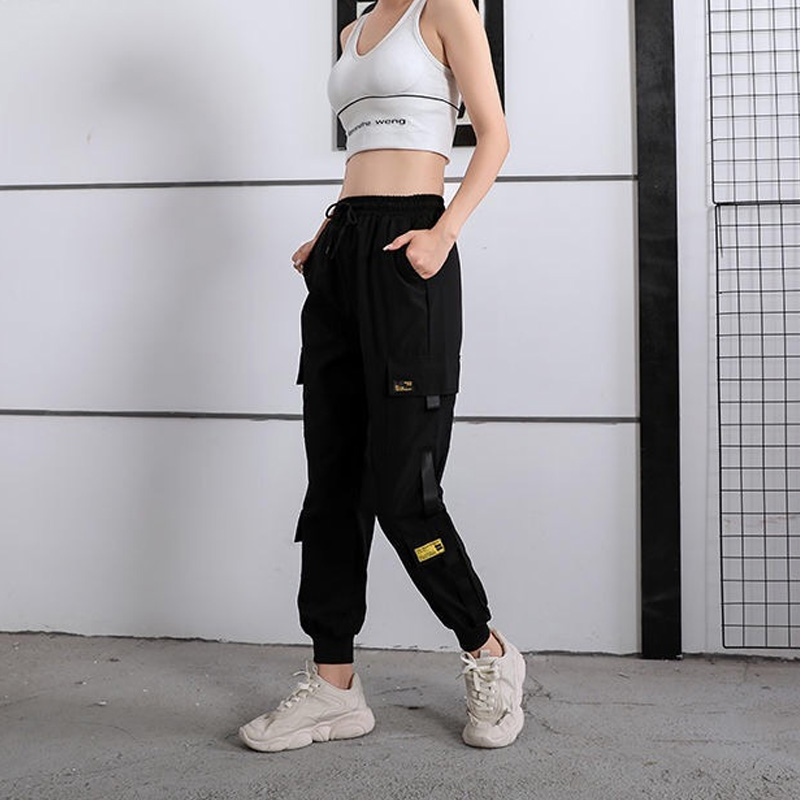 

Sweatpants Joggers Women Black Cargo Pants Korean Style Harajuku Sport Patchwork Pants Pantalones Hip Hop, Black;white