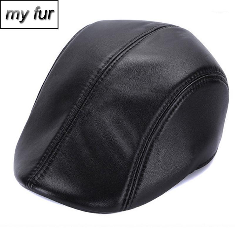 

New Unisex Real Genuine Sheepskin Leather Berets Hats Fall Winter Men Women Real Sheepskin Leather Caps Newsboy Cap1, Black