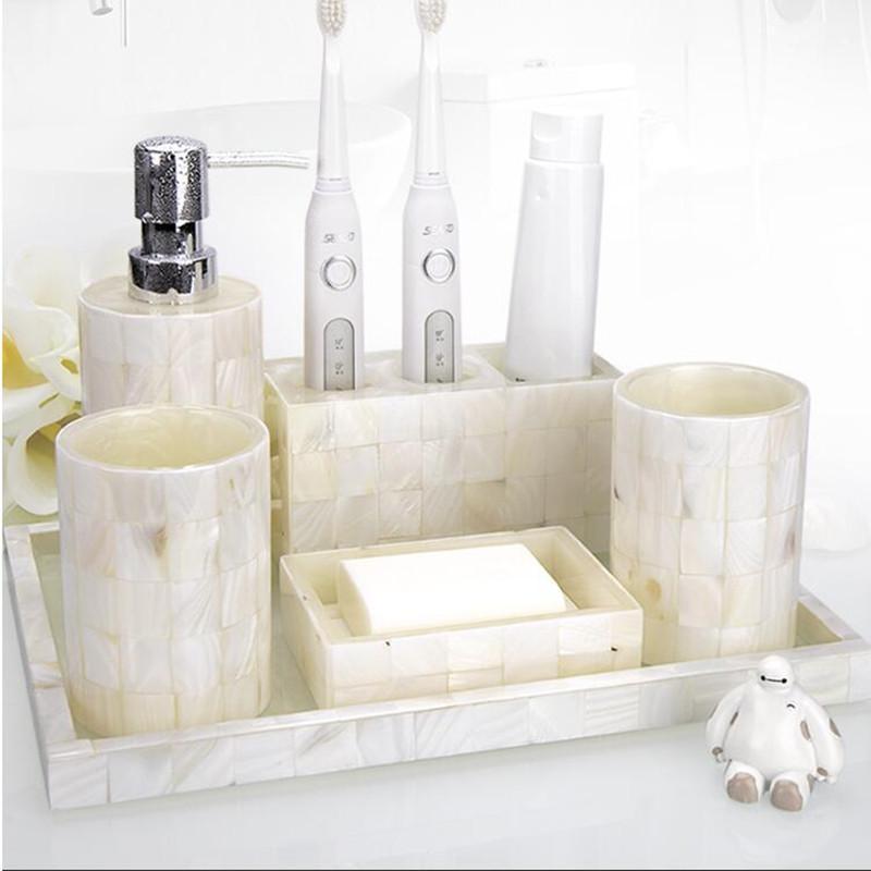 

WSHYUFEI luxurious shell home bathroom European wash suit bathroom decoration supplies brush tooth cup Lotion bottle soap dish1