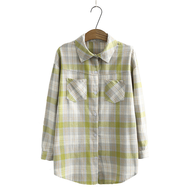 

Size L-4xl Plus Ladies Long Sleeves Chess Casual Blouse Spring New Tops Big Ol'blouses N8a0, Blue