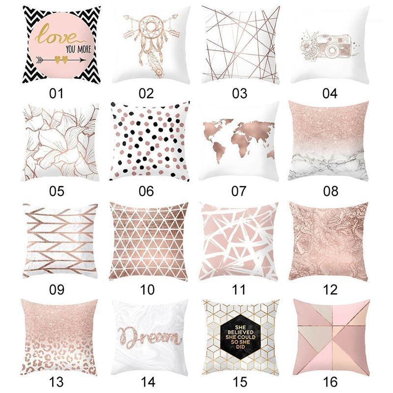 

45X45CM Pink Geometric Nordic Cushion Cover Striped Throw Pillow Cover Cushion Case Sofa Bed Decorative Pillow Case1, H01