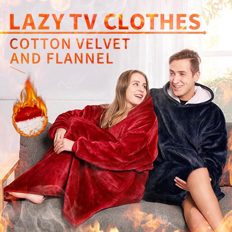 

Warm TV Hooded Blankets With Pocket Winter Adults Kids Bathrobe Sofa Cozy Blanket Outwears Plush Coral Fleece Blanket Sweatshirt