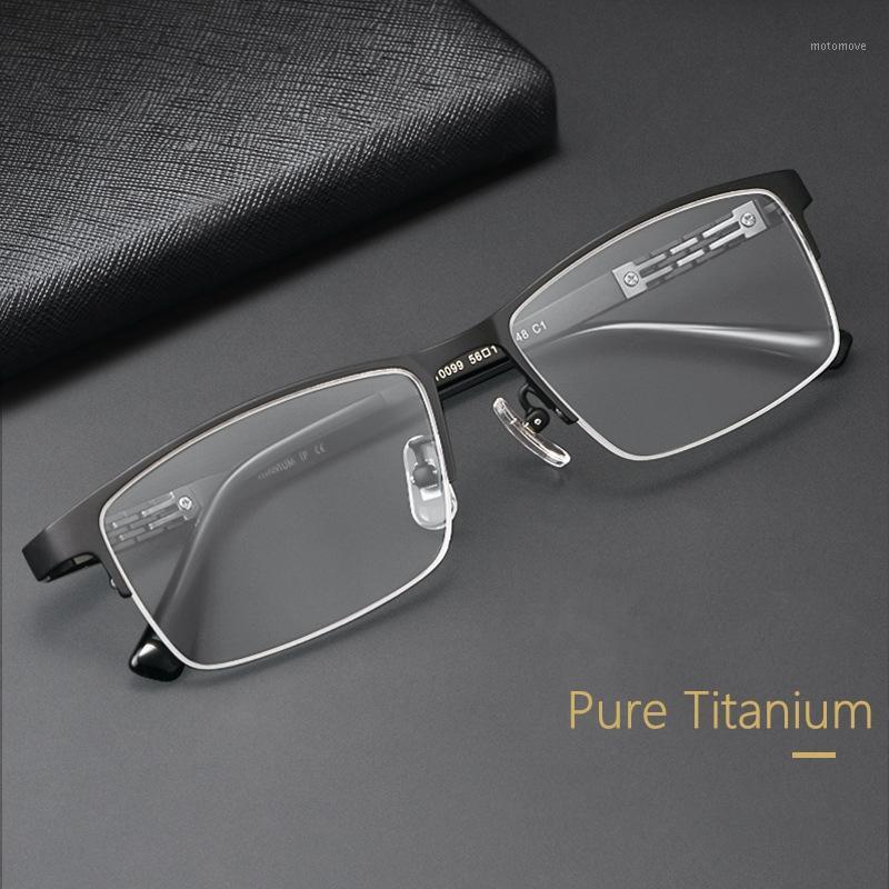 

Pure Titanium Half-Frame Glasses Men's Myopia Prescription Glasses Ultra-Light And Super Elastic Legs Optical HT00991