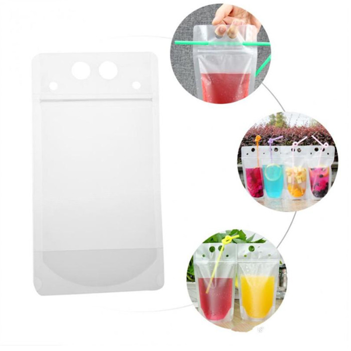 

Clear Stand-up Beverage Bags Drink Coffee Plastic Zipper Packaging Bag Resealable Zip Lock Pouch Food Drinking Makeup YHM448-ZWL