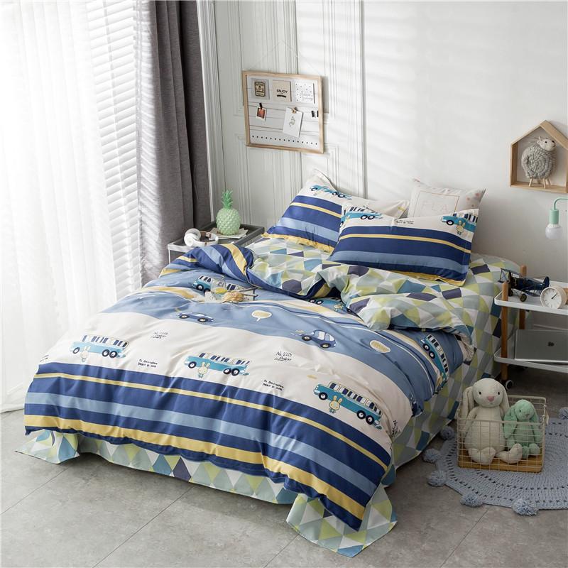 

Cartoon Children Bed Linen Set Soft Comfortable Bedclothes Duvet Cover Set Pillowcase Sheet Students Bedding for Adult, No.4