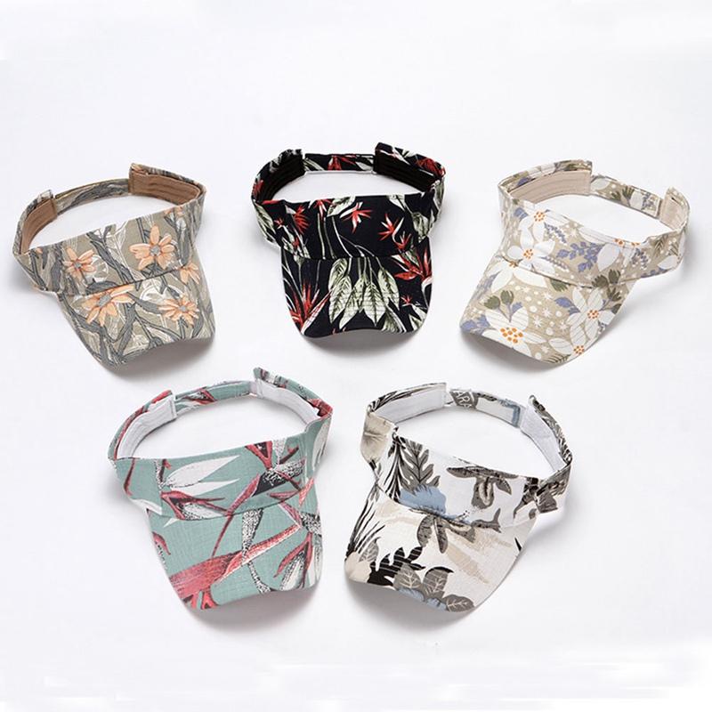 

Summer Visor Hat Unisex Empty Top Sun Hat Washed Canvas Visor Print Adjustable Golf Tennis Sports Cap, Ht4991bk