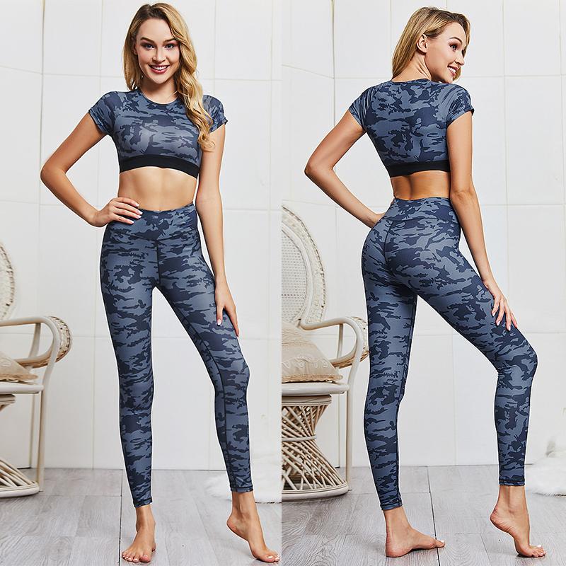 

New Camouflage Print Women Seamless Yoga Set Fitness Tant Top Casual Gym Yoga Suit Female Sports Workout Running Sportswear, As pic
