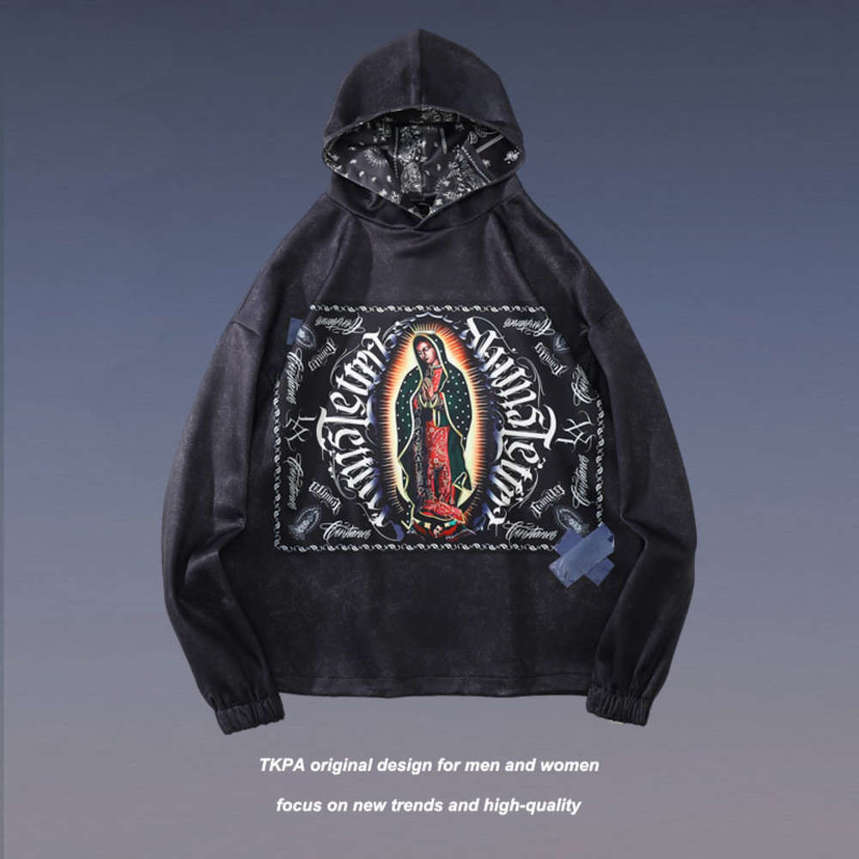 

Tkpa high street dark Gothic Hoodie for men and women, Black