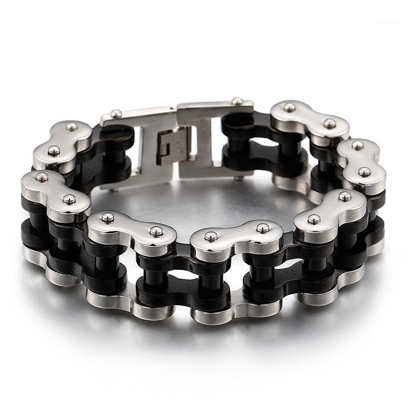 

Charm Bracelets High Quatity Fashion Punk Men Color Black Gold Engine Bike Chain Stainless Steel Link Bicycle Jewelry1