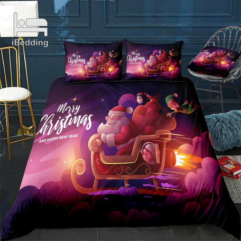 

Merry Christmas Christmas Tree Santa Candy Cane 3D Bedding Set Printed Duvet Cover Set Queen King  Size