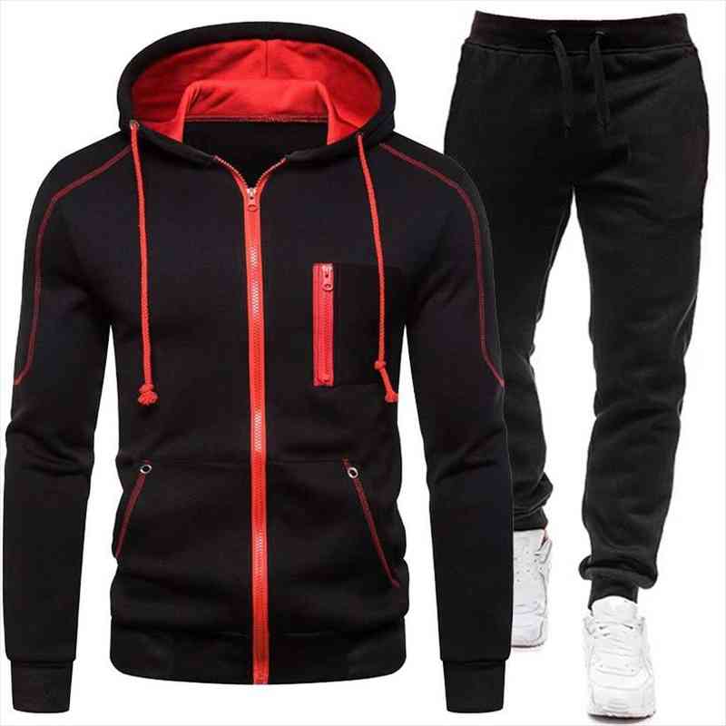

mens sportwear suit spring and autumncasual suit sports sweatshirt zipper hoodies two-piece owersized sportswear for male, Gray