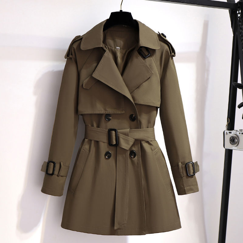 

2021 New Spring Autumn Women Trench Coat Korean Casual Loose Ladies Windbreaker Long Section Belt British Style Overcoat 4xl Y525 J835, Black