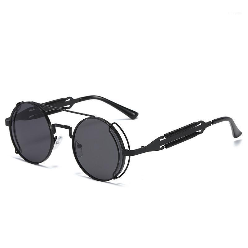 

Sunglasses 2021 Fashion Round Steampunk Men Women Vintage Gothic Metal Double Spring Frame Sun Glasses For Male1