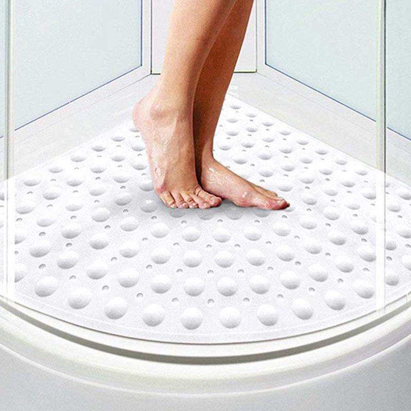 

Non Slip Sector Rubber Anti Mould Quadrant Bath Mat Safety Mats With Drain Hole Bathtub Mat For Shower Or Tub