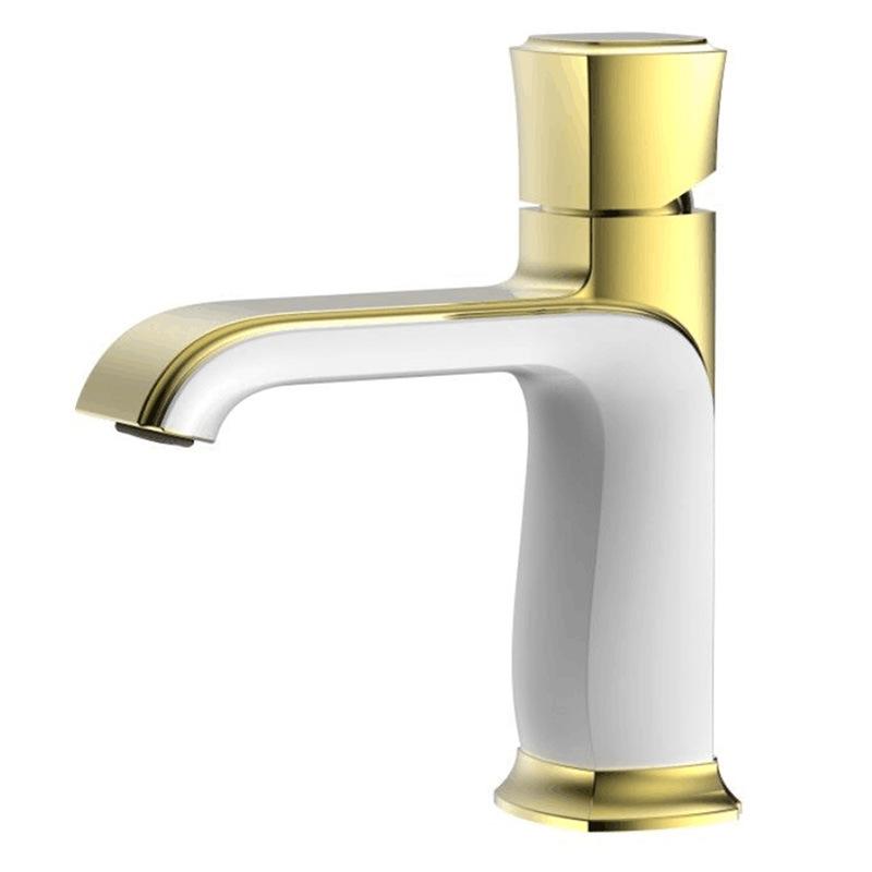 

Bathroom Basin Faucet Cold and Hot Bathroom Sink Faucet Mixer Tap White/Black Rose Gold Brass Single Hole Mixer Deck Mounted Tap