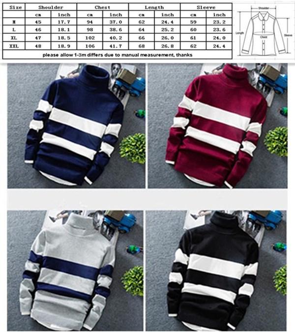 

Mens designers sweaters men pullover turtleneck designer sweater knitted long sleeved color blocking striped sweater trendy youth slim style, White;black