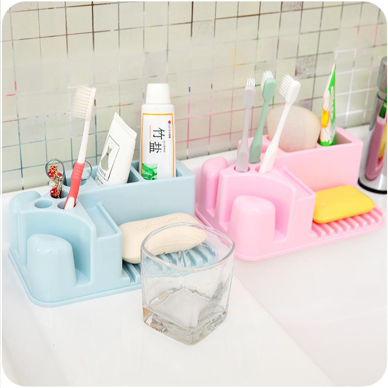 

Korean creative plastic toothbrush holder Toothpaste stand rack soap holder Container Bathroom Accessories Family Set