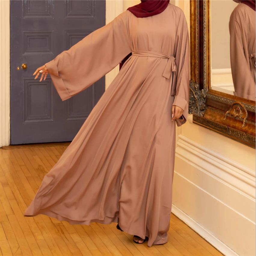 

Excellent quality pure smooth color dress basic Muslim peignoir Islamic abaya prayer service clothes f1840, Only black scarf