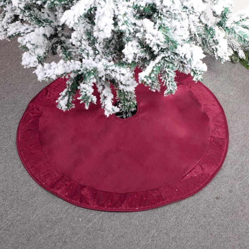 

Round Thick Red Embroidery Sequin Christmas Tree Ornament Holiday Decoration Party Festive Xmas Decorations 90cm/127cm1