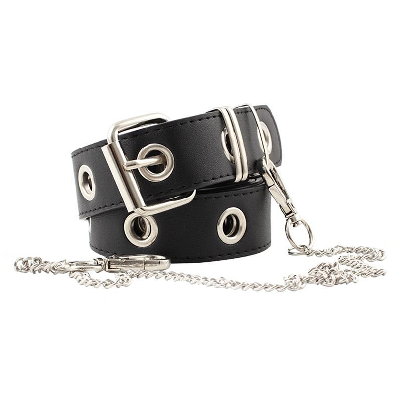 

Newest Design Detachable Waist Belt Chain Punk Hip-Hop Trendy Women Belts Lady Fashion Silver Pin Buckle Leather Waistband Jea, Black;brown
