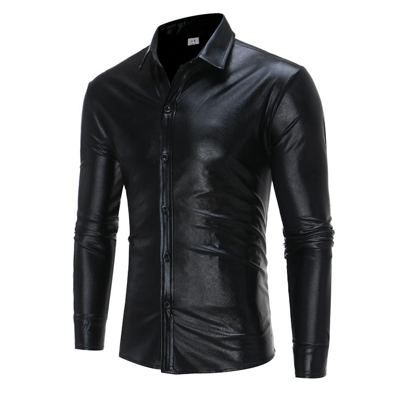 

Men' Shirts Solid Color Blouse Male Casual Wild Long Sleeve Shirt Men Stage Costumes Singer Black Gold Silver New, Sliver 1111-cs09-p40