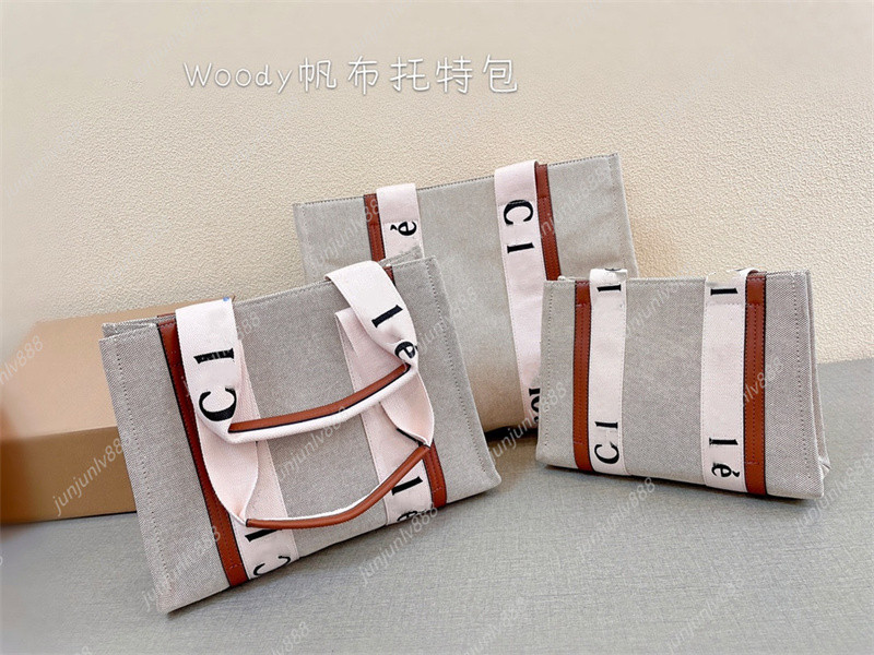 

2021 Shoulder Bag Letter Print Stripe Evening Bags Large Capacity Tote Woody Canvas Female Casual Handbag Shopping Bags, Size: 42 × 32cm
