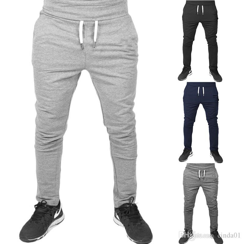 

New Men Style Casual Fitted Gym Pants Slim Fit Embroidered Stretch Urban Wind Sport Pants Straight Trousers, Black