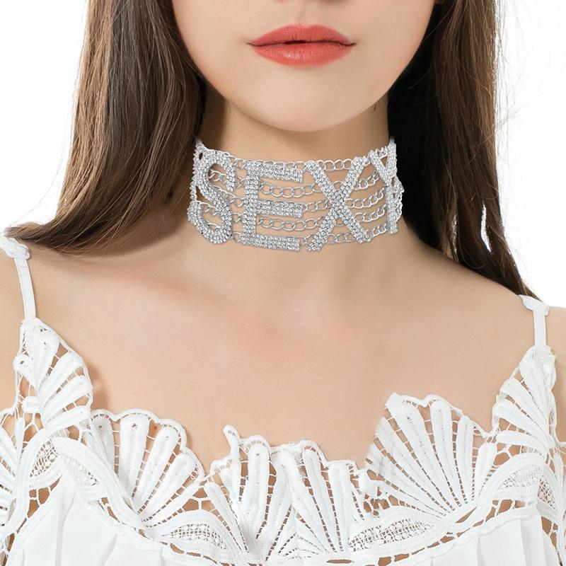 

BFF Rhinestone Choker Necklace Luxury Fashion Crystal Jewellery SEXY Word Chocker Bling Glam Sparkly Women's Jewelry Accessories