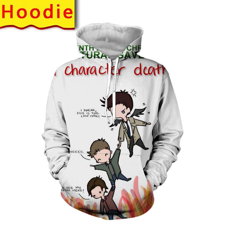 

supernatural hoodie sweatshirt 3d print men harajuku pullover funny pants cartoon jacket streetwear shirt anime clothes blanket, Tank tops