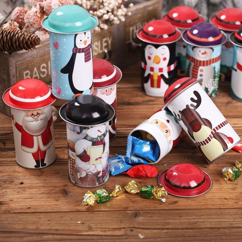 

Gift Wrap Christmas Navidad Themed Tinplate Empty Tins Candy Cookie Storage Container Home Decorative Box Random Pattern