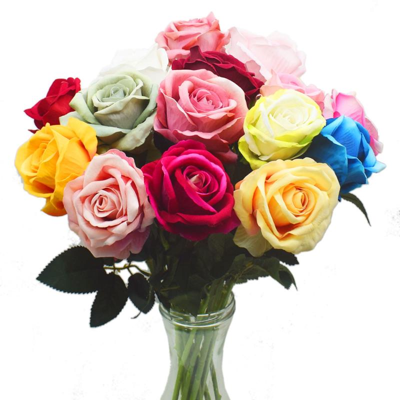 

3PCS Silk Rose Artificial Flowers Cheap Fake Flowers High Quality Wedding Decoration Party Home Table Accessories Decor, 13