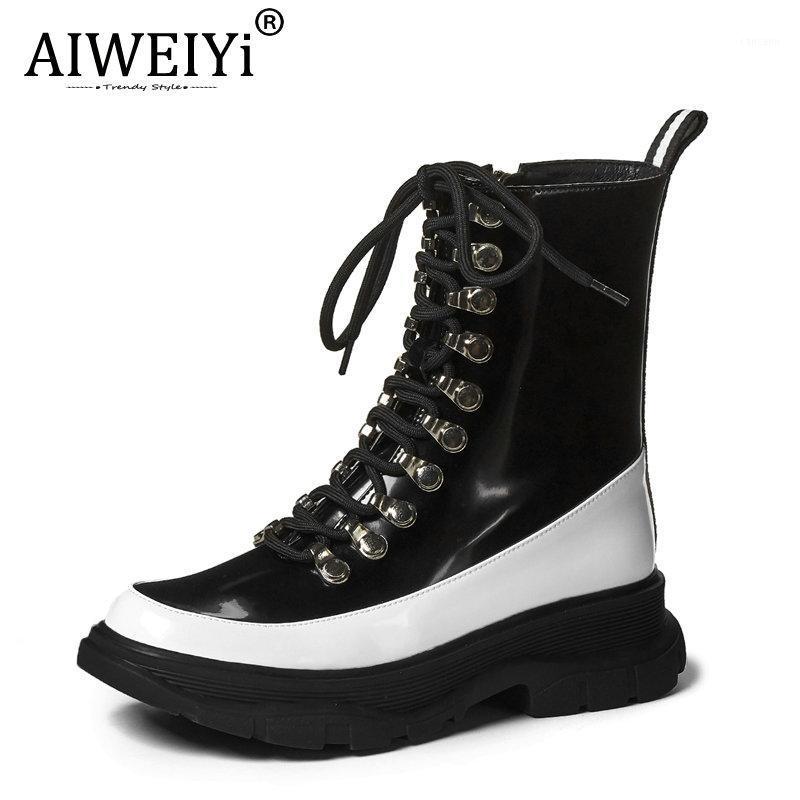 

AIWEIYi White Boots Female Shoes British Style Thick Sole Short Boots Street Cool Single Ins Motorcycle1, Blackwinter