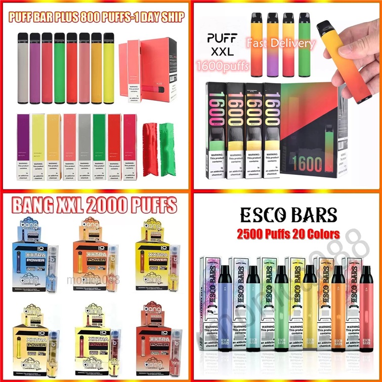 

Puff Bar Plus XXL Esco Bars Disposable Pod E cigarette Device 600 800 1500 1600 2000 2500 Puffs Prefilled Cartridge Vape Pen VS Bang Elux Legend