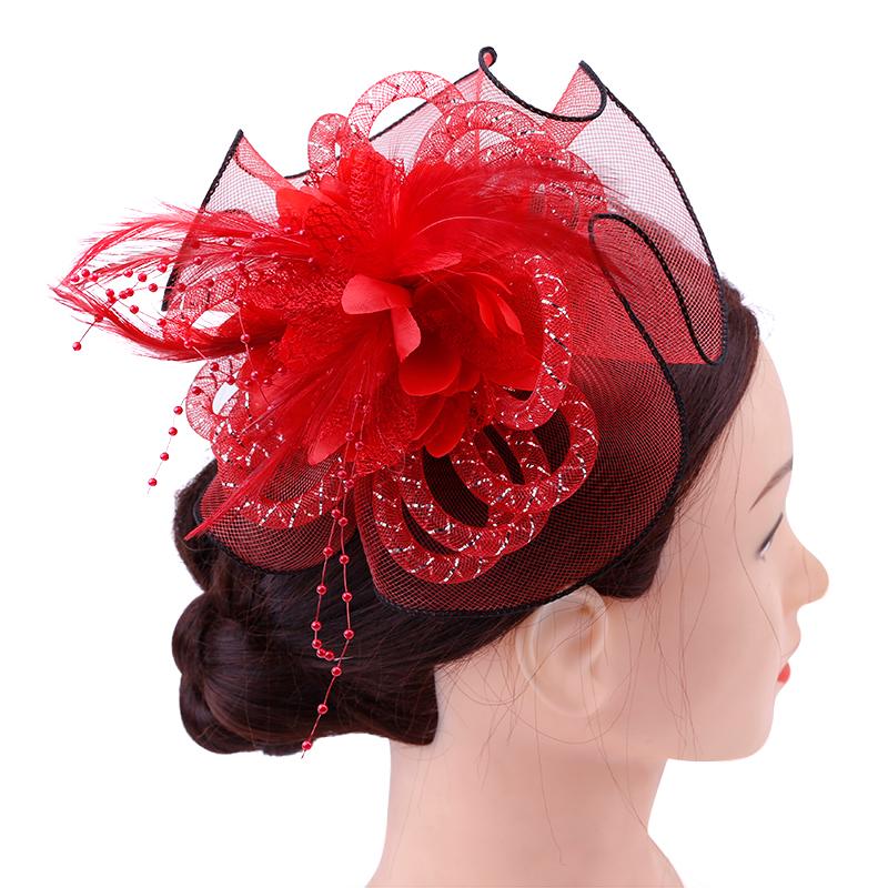 

16 colors Fascinator with Feathers and Veiling ladies day Wedding Bridal Party Wedding Brides Hair accessories bride headdress