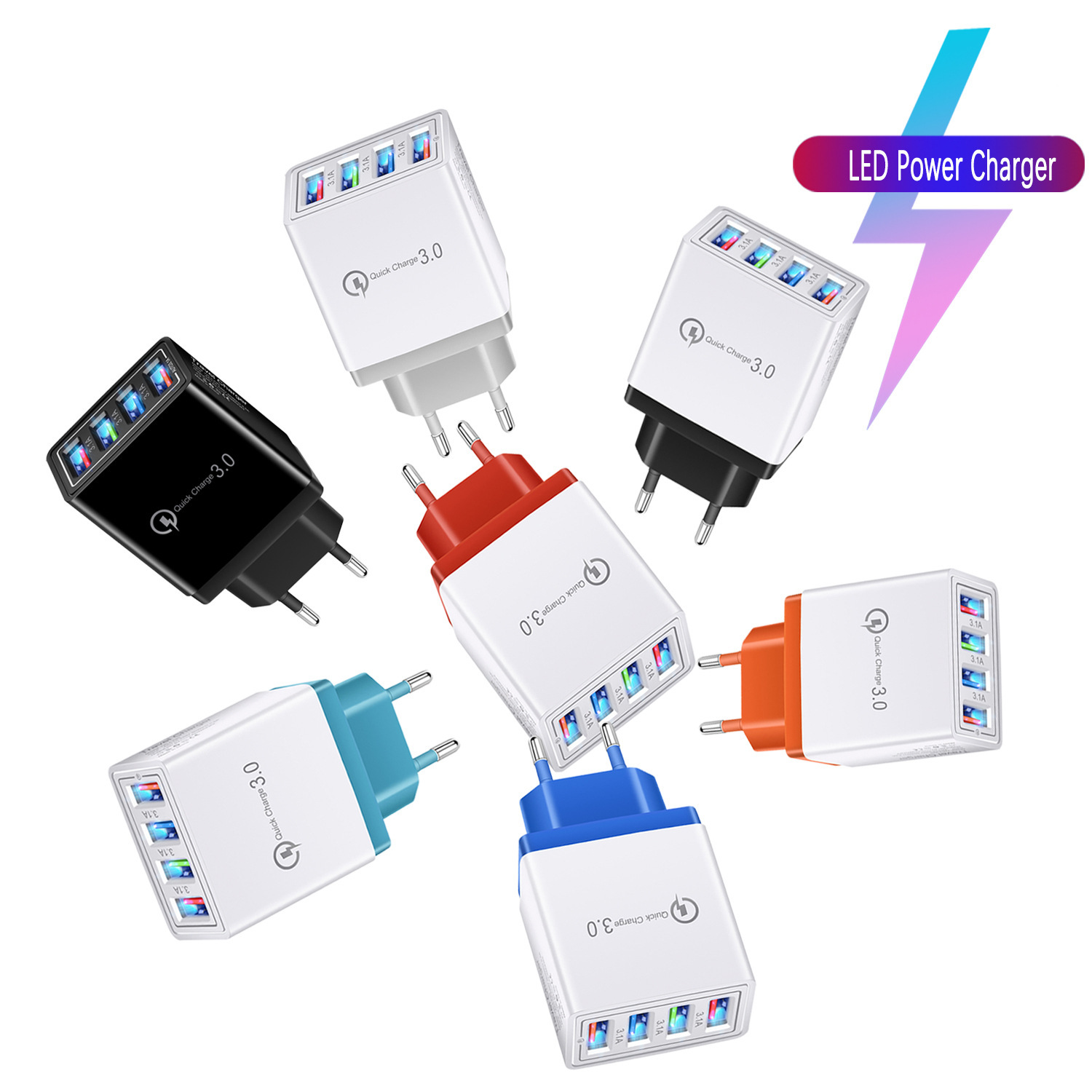 

Fast Adaptive 5V 3.1A Wall Charger USB Wall Chargering Power Adapter for Iphone Samsung Galaxy S6 S8 S10 Android Phone Pc Mp3