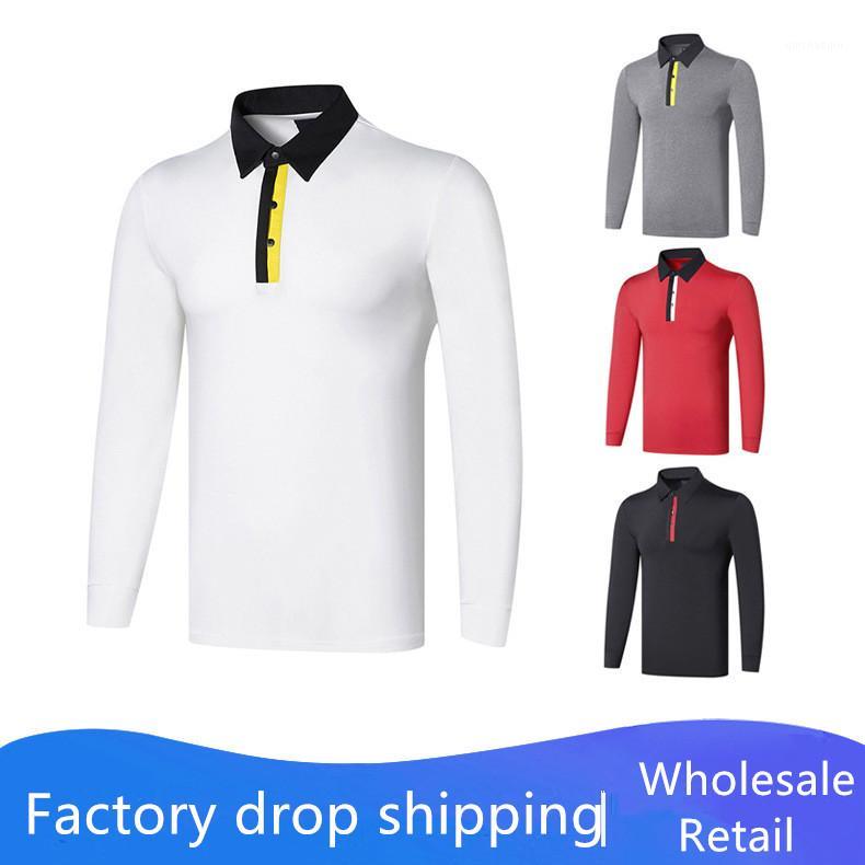 

2020 Spring autumn Sportswear golf sports clothing loose shirt long-sleeved fitness clothes men' quick-drying golf training top1, Grey