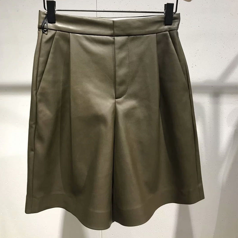 

Beginning 2021 New Autumn Black Short Leather Street Wear Vintage Woman Pants 7gzn 5EWQ