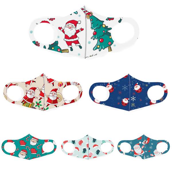 

Designer Christmas Kids face mask Children Christmas Party Mask Fashion Printing Anti-dust Breathable Washable Ice Silk Mouth Mask fy9286