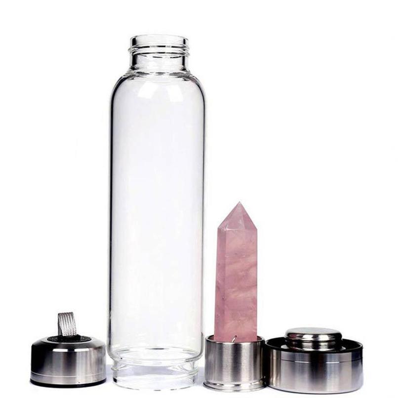 

Natural Quartz Gemstone Glass Water Bottle Direct Drinking Cup Glass Crystal Obelisk Wand Healing Wand Bottle With Rope bbyNII, See options