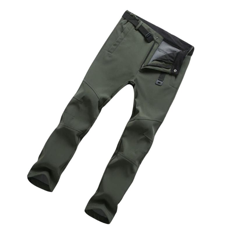 

Autumn Winter Waterproof Skiing Fleece Pants Windproof Outdoor Mountaineering Trousers for Sports Running Men - Size (Green
