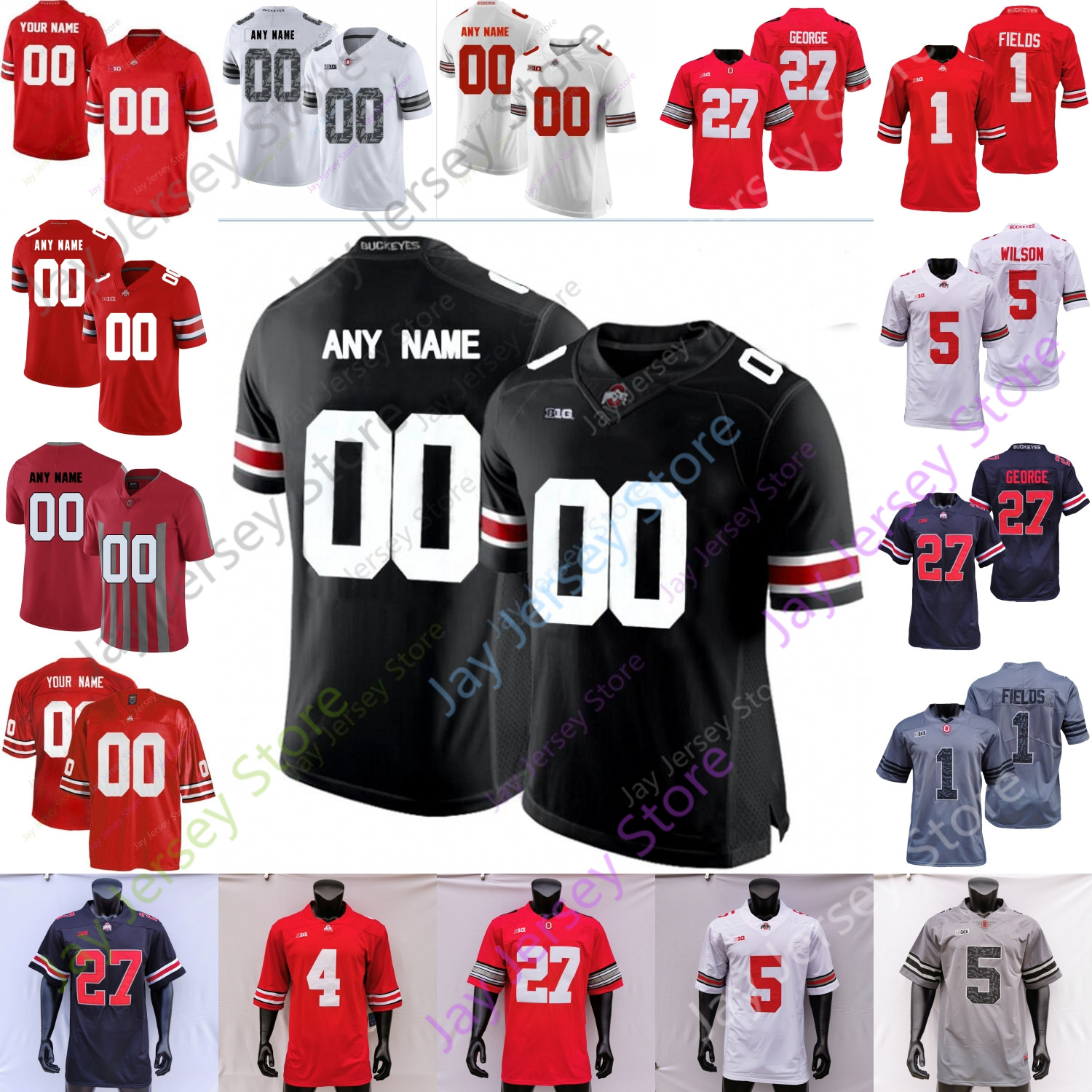 

Ohio State Buckeyes Football Jersey NCAA College Trey Sermon Chris Booker Ellijah Gardiner Jaylen Harris Munford Miller Davis Petit-Frere, Black i